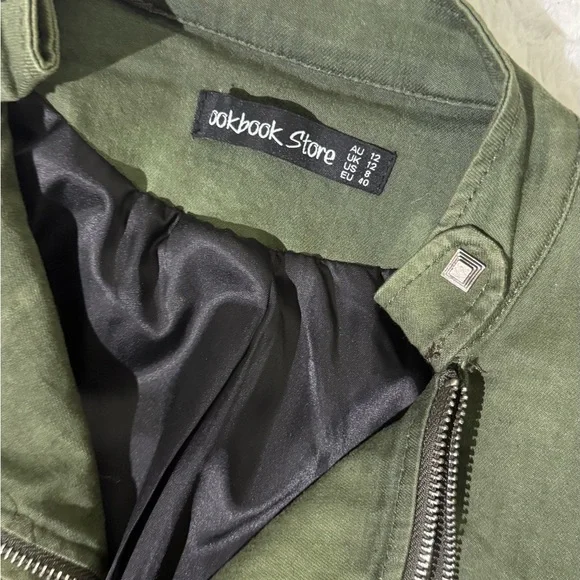 Olive camo green military studded multi zip jacket - Picture 7 of 11